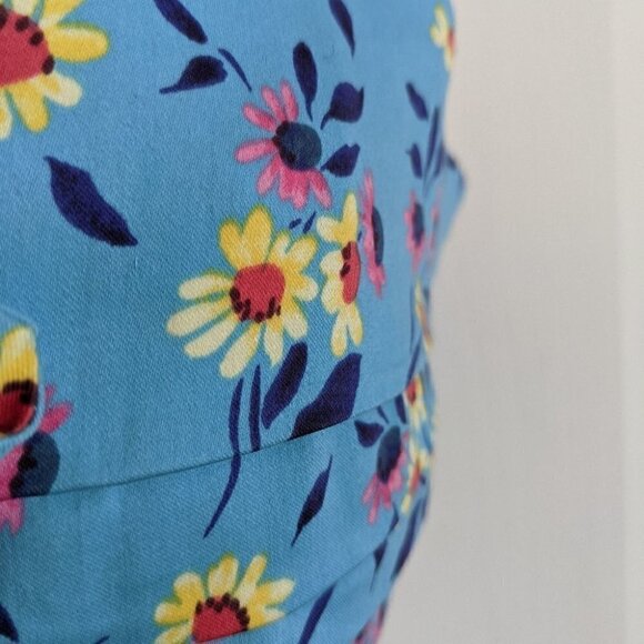 NEW ZARA Blue floral crop top bra smocked back adjustable straps sz Large - Picture 3 of 5